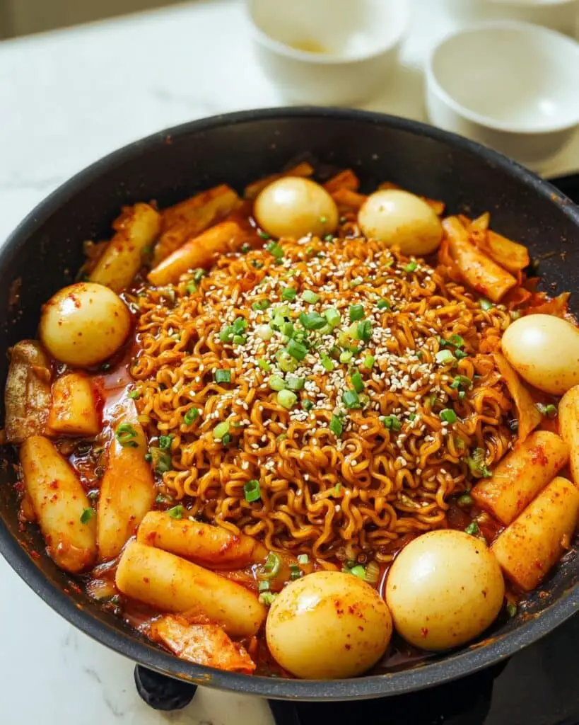 Spicy Rabokki (Ramen with Tteokbokki) Recipe