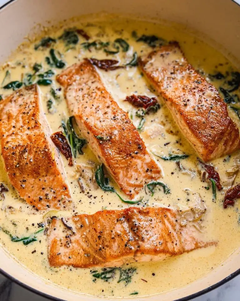 Tuscan Salmon with Parmesan Cream Sauce Recipe