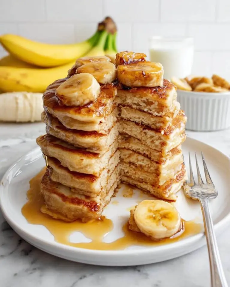 Fluffy Banana Pancakes with Maple Banana Topping Recipe