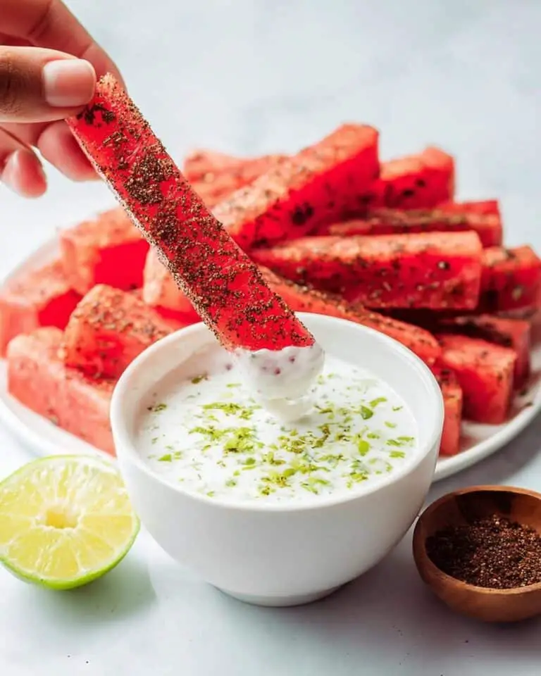Spicy Watermelon Fries with Lime Coconut Dipping Sauce Recipe
