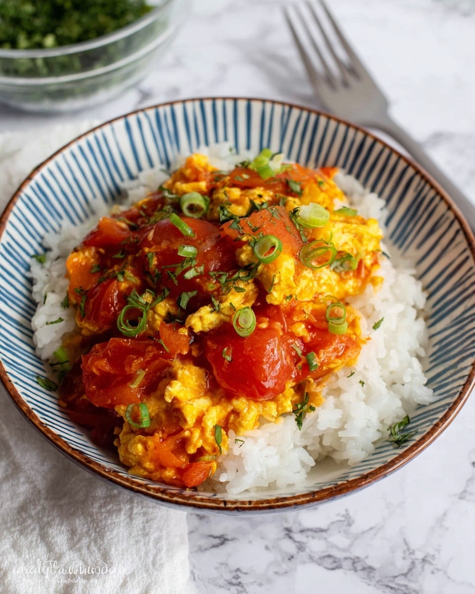 The image shows twelve clear glass bowls and a measuring cup on a white marbled surface. In the top left, there is a large bowl with four white eggs. Below it, another large bowl holds bright red tomato wedges. To the right of the eggs, a medium bowl contains red ketchup, followed by a smaller bowl with white powder (likely cornstarch), and another small bowl with a clear light yellow liquid. Below the ketchup, a small bowl holds green sliced scallions, next to it is a small bowl filled with white granulated sugar, and then a tiny bowl with thin yellow ginger strips. Below those, a small bowl with light yellow oil is next to a small bowl containing a golden-brown liquid, and finally another small bowl with salt. On the far right is a clear glass measuring cup holding clear water. The bowls are neatly arranged in rows and the whole setup is clean and bright. Photo taken with an iphone --ar 4:5 --v 7
