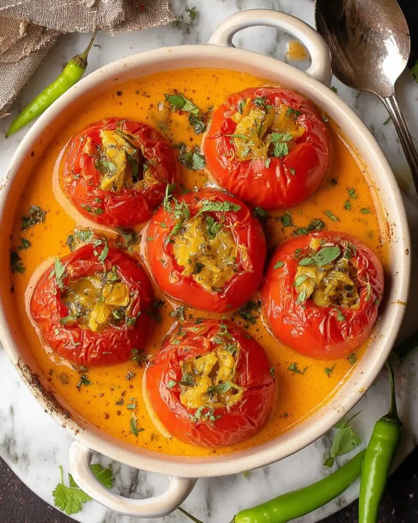 Stuffed Tomatoes with Paneer and Potatoes (Air Fryer and Stovetop Recipe) Recipe