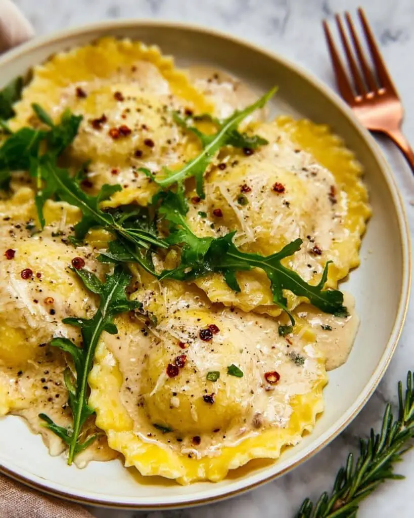 Creamy Mushroom Ravioli with Parmesan and Balsamic Recipe