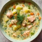 Creamy Dill Salmon Soup with Potatoes and Leeks Recipe