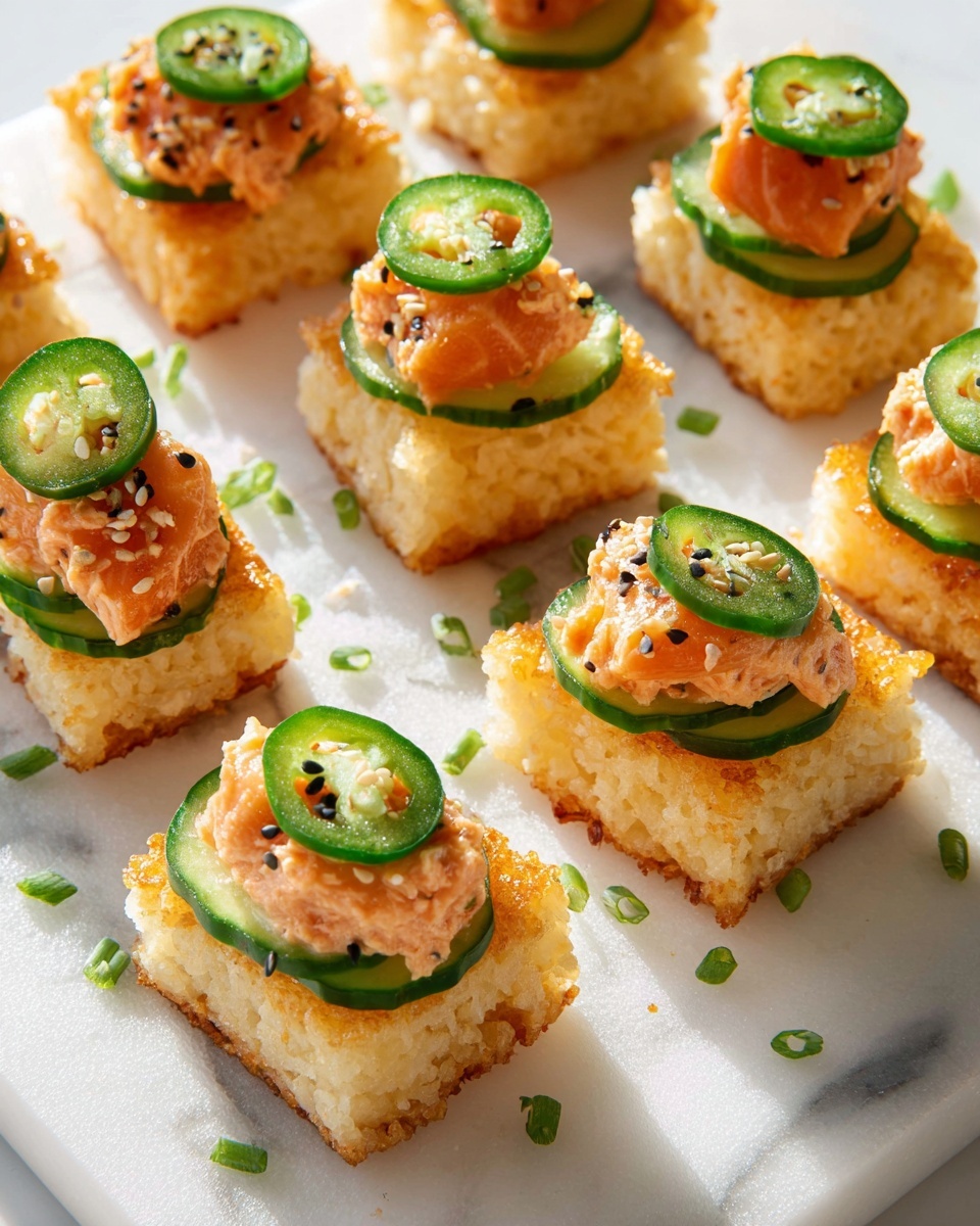 A close-up shows a black cutting board with a full layer of sticky white rice pressed into a flat square shape, divided into small rectangular blocks by shallow cuts. A woman's hand with light skin is holding a knife with a white handle, slicing the rice carefully into neat rows. The background features a white marbled surface, and some transparent plastic wrap is partially under the rice on the cutting board. photo taken with an iphone --ar 4:5 --v 7
