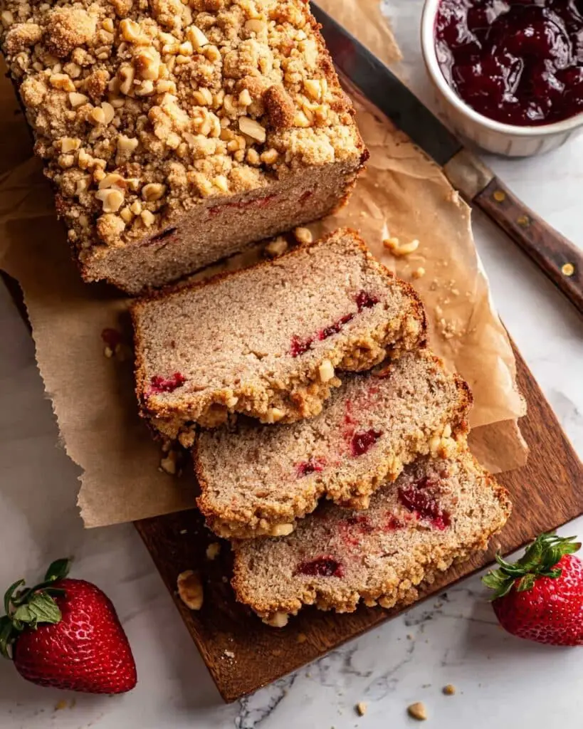 Peanut Butter and Strawberry Jam Swirled Bread with Peanut Streusel Recipe