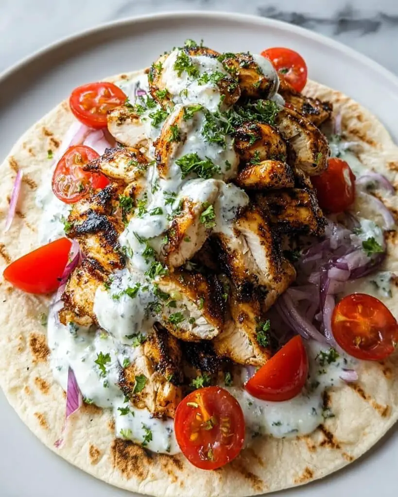 Greek Chicken Gyros with Lemon-Herb Marinade and Tzatziki Recipe