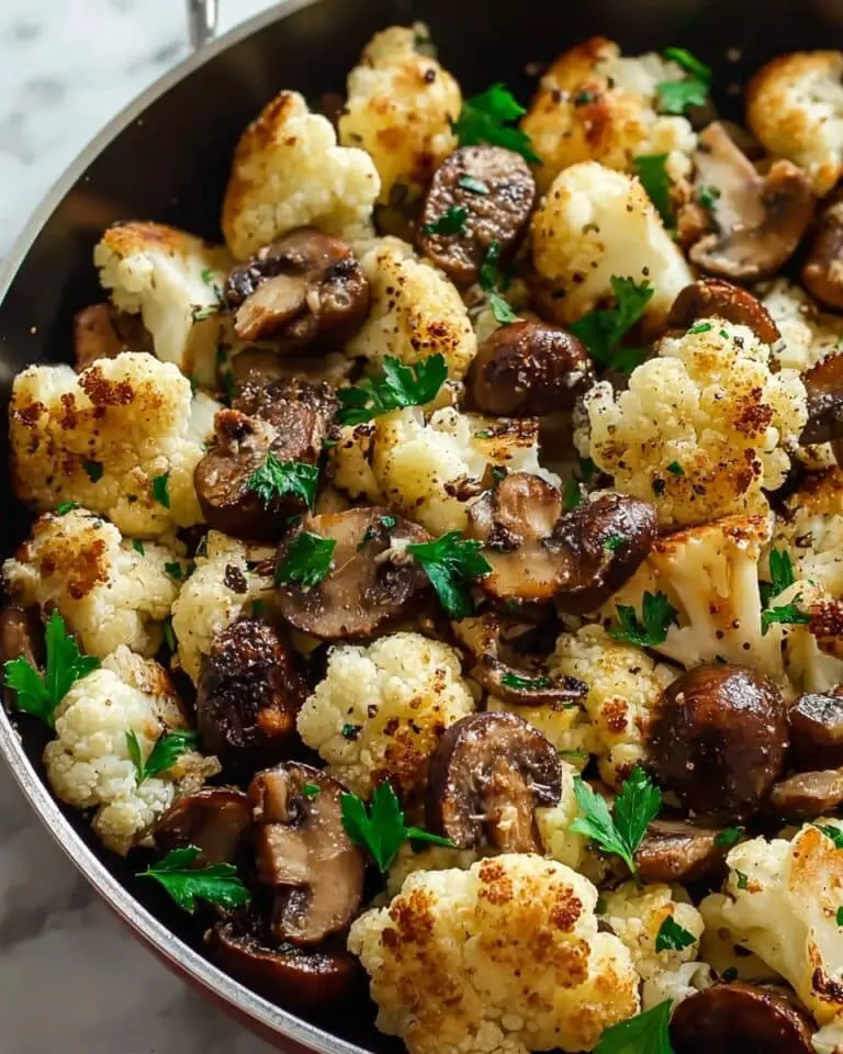 Cauliflower and Mushroom Skillet with Garlic Lemon Butter Recipe