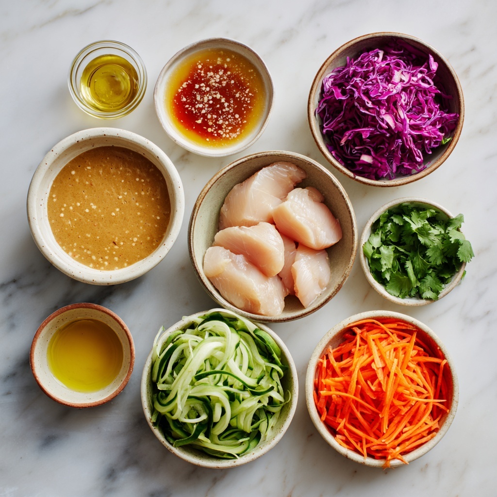 The image shows three wrap sandwiches stacked on a wooden board with some chopped peanuts scattered around. Each wrap is cut to show many colorful layers inside: the outer layer is a toasted soft tortilla, inside there are chunks of cooked chicken with a golden-brown color, bright orange shredded carrots, green leafy lettuce, purple cabbage, and red bell peppers, all mixed with fresh green cilantro leaves. The wraps look full and juicy, with some sauce visible on the chicken and vegetables, and lime halves blurred in the background. The surface under the wooden board is a white marbled texture. photo taken with an iphone --ar 4:5 --v 7