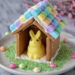Cute Easter Peeps House with Graham Crackers and Candy Decorations Recipe