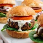 Greek Burgers with Spinach, Feta, and Sun-Dried Tomatoes Recipe