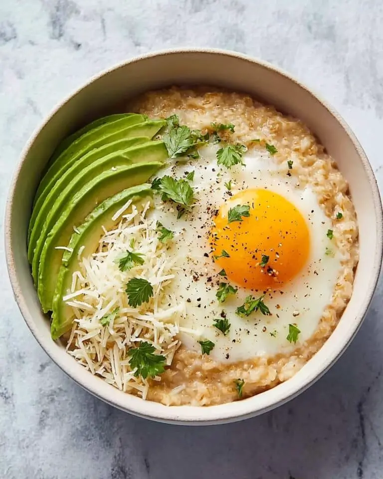 Simple Savory Avocado Oatmeal with Poached Egg and Parmesan Recipe