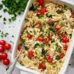 Baked Chicken Orzo with Boursin, Cherry Tomatoes, and Spinach Recipe