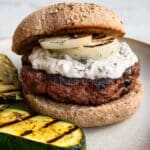 Green Chile Burgers with Grilled Onions and Salsa Mayo Recipe