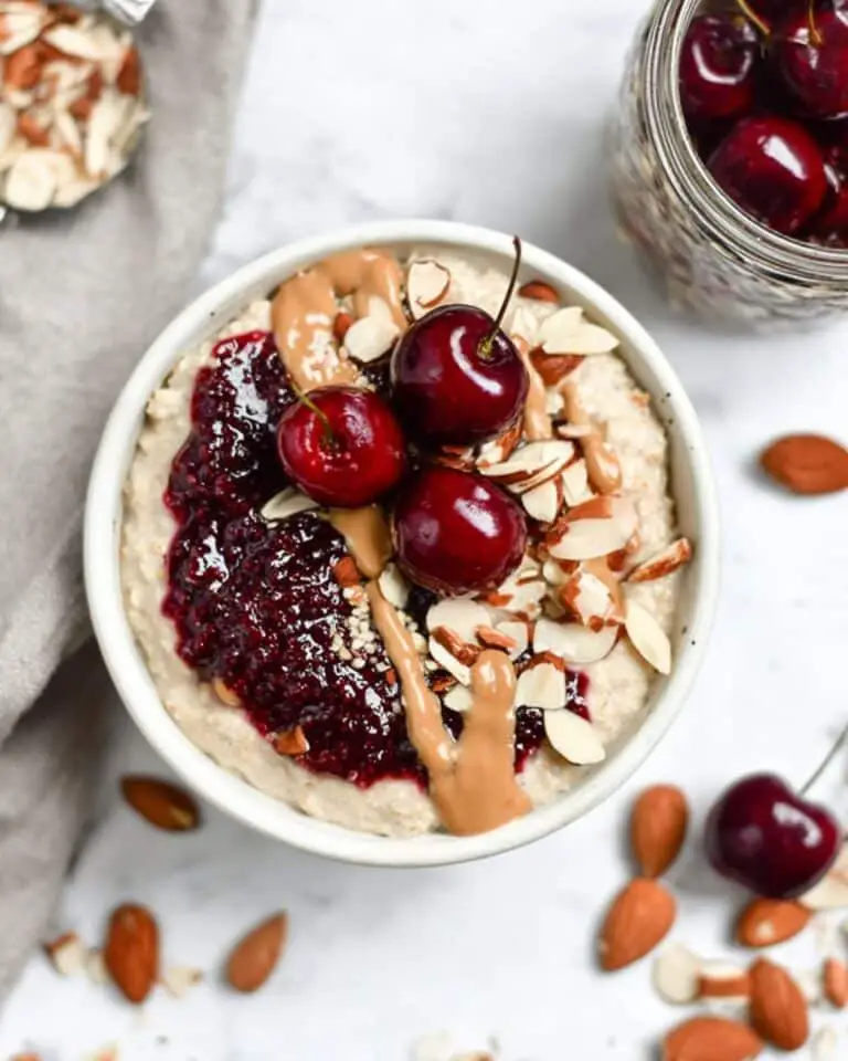 Healthy Overnight Oats with Cherry Chia Seed Jam Recipe