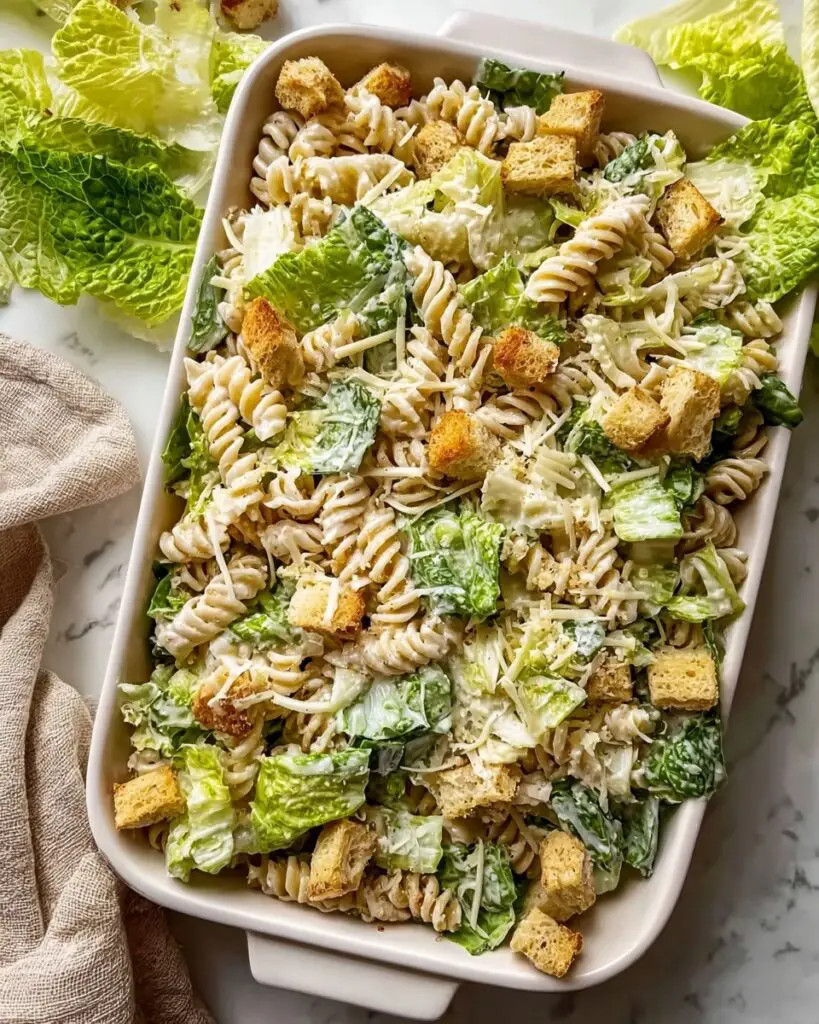 Quick Greek Yogurt Caesar Pasta Salad Recipe
