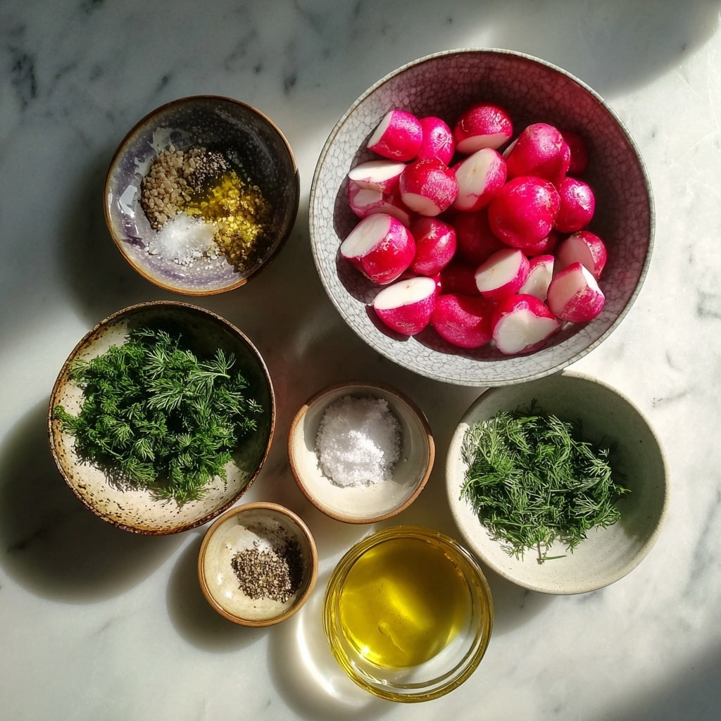 A white bowl filled with small cooked potatoes that have a slightly wrinkled surface and a light brown skin. The potatoes are covered with green herb flakes, likely dill, scattered evenly over them. The bowl is placed on a circular woven yellow placemat with concentric rings in various shades of yellow and orange. The background surface is a white marbled texture. photo taken with an iphone --ar 4:5 --v 7