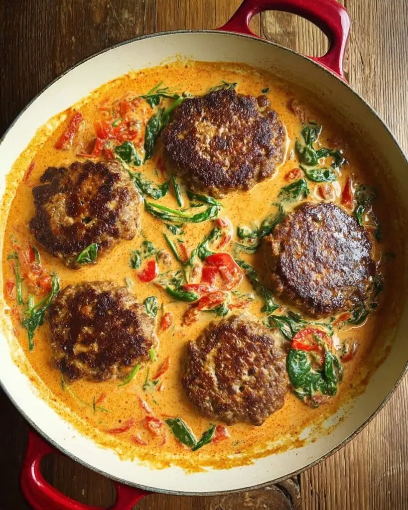 Tuscan Hamburger Steaks with Sun-Dried Tomato Cream Sauce Recipe