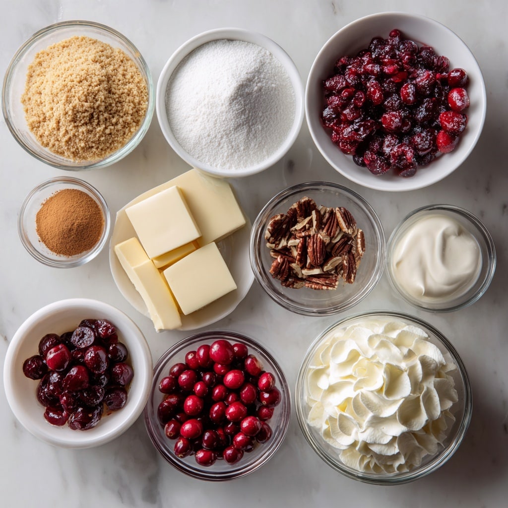 A small round cheesecake is shown with three clear layers on a white marbled surface. The bottom layer is light brown and crumbly, resembling a biscuit crust. The middle layer is thick, creamy, and white with a smooth texture. The top layer is a shiny, deep red fruit jelly or compote. On top, there are white swirls of whipped cream placed evenly, and between them, whole dark red cherries and small shards of dark chocolate are arranged. The cheesecake sits on a plain black plate with a dusting of powdered sugar around it. Photo taken with an iphone --ar 4:5 --v 7