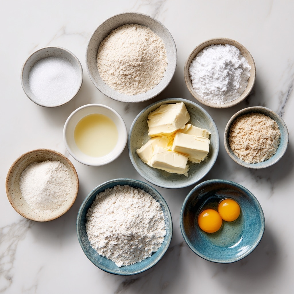 A white plate is filled with a group of seven golden brown pastries. Each pastry has a soft, flaky outer ring with a light dusting of powdered sugar that adds a gentle texture to the crust. Inside the ring, there is a creamy white filling, smooth and slightly rounded at the top, sitting neatly in the center. The pastries are arranged in a casual pile, some overlapping, on a soft white cloth with a white marbled surface underneath. In the background, a wooden board holds more of the same pastries, slightly out of focus. photo taken with an iphone --ar 4:5 --v 7