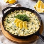 Lemony Spinach Feta Rice Casserole with Chickpeas Recipe