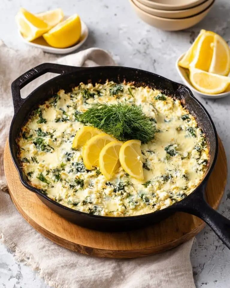 Lemony Spinach Feta Rice Casserole with Chickpeas Recipe