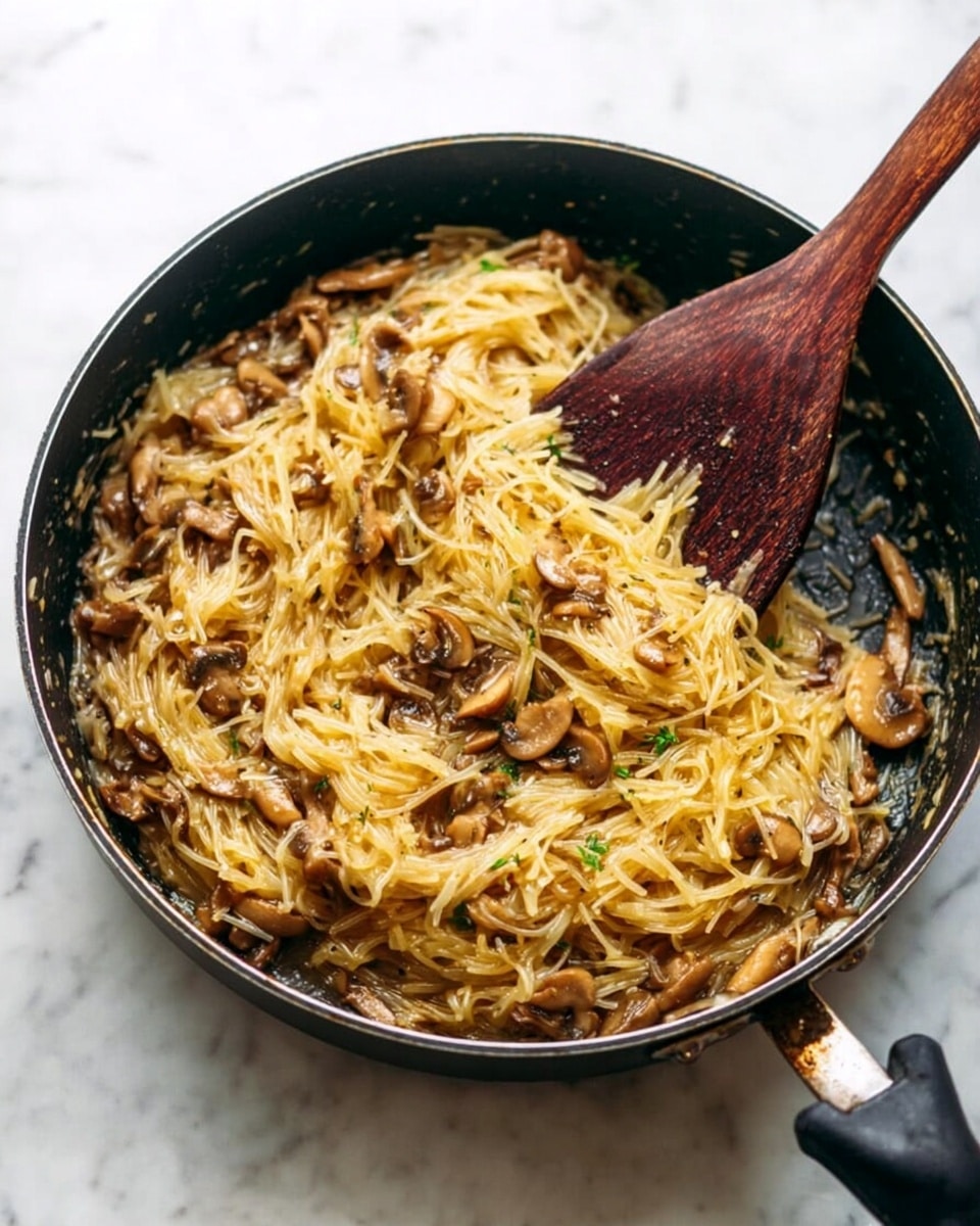 A round white bowl filled with a large mound of golden-brown noodles mixed with small green herb pieces, with some noodles spilling over the edges. A pair of dark wooden chopsticks held by a woman's hand lifts a tangled portion of noodles above the bowl. The white marbled surface below the bowl adds a clean, bright contrast to the warm tones of the dish. photo taken with an iphone --ar 4:5 --v 7