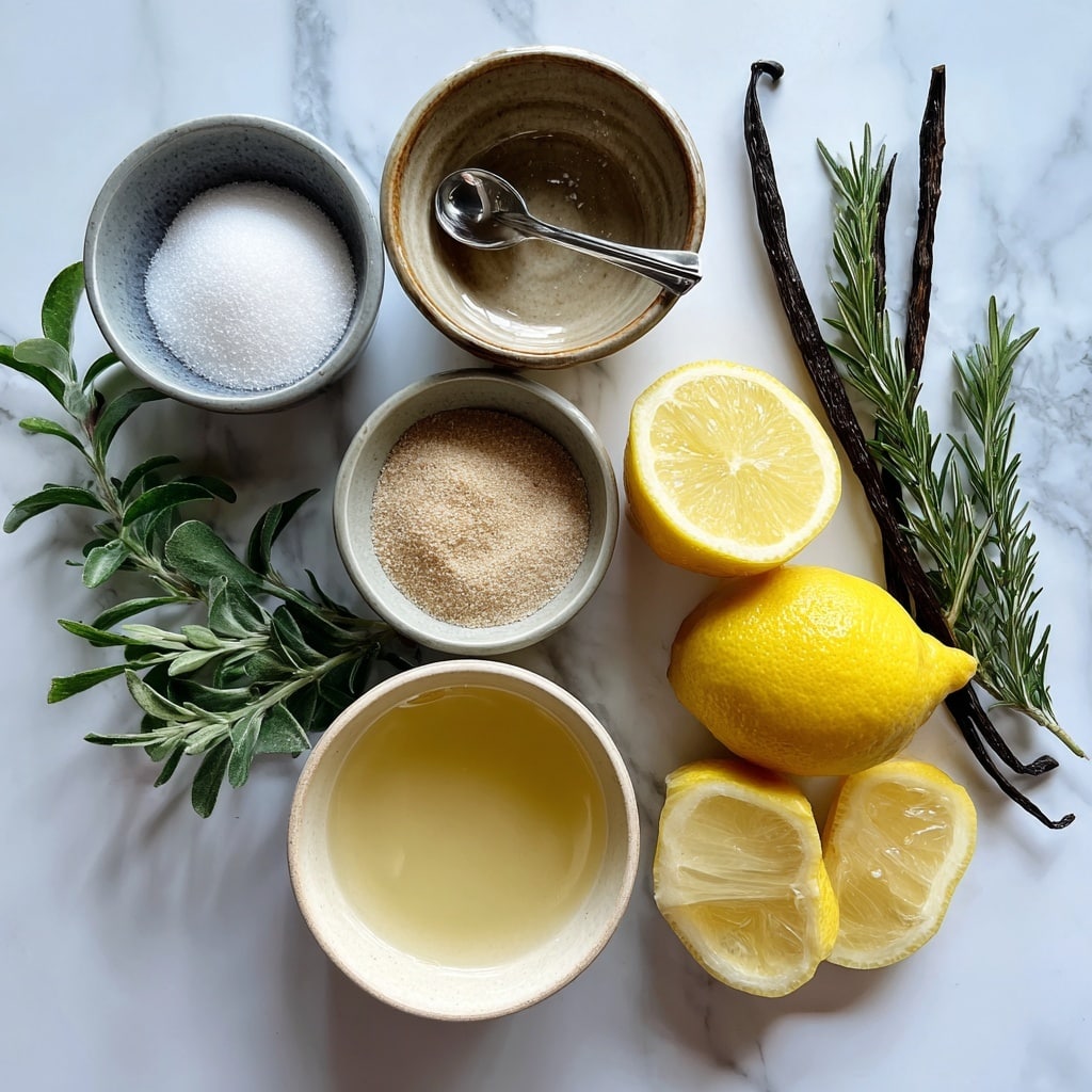 A clear glass filled with large ice cubes and light yellow lemonade up to three-quarters. On the rim of the glass, a thin, round slice of lemon with bright yellow skin and pale yellow inside is placed upright. Next to the lemon slice, a small sprig of green rosemary stands tall. In the background, a white bowl holds whole yellow lemons, with some lemons sliced and offered nearby. The whole scene is set on a white marbled surface. Photo taken with an iphone --ar 4:5 --v 7